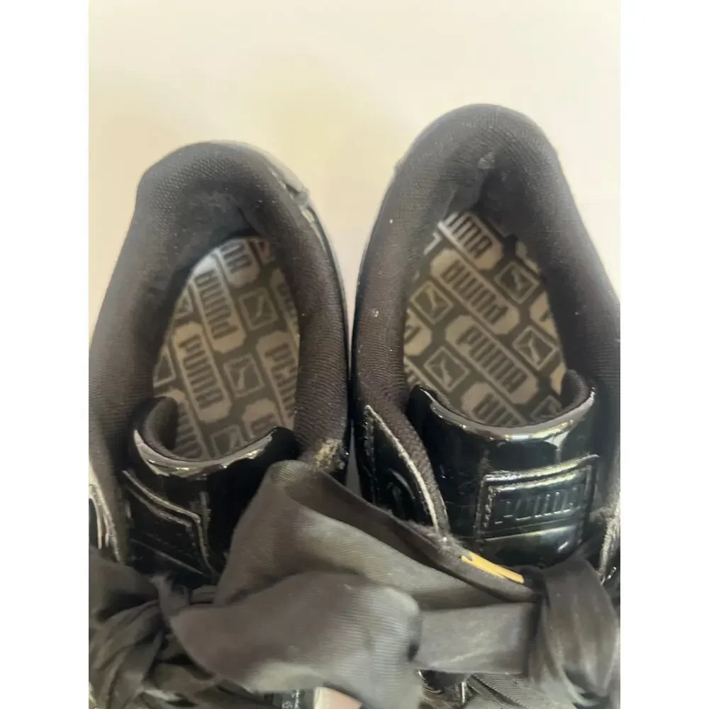 Puma Basket Heart Patent women's sneakers satin bow black Size 7